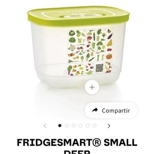 Tupperware FridgeSmart Container with Lime Green Lid. With Adjustable vent
